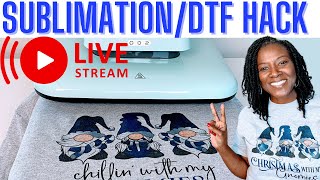 LIVE: SUBLIMATION/DTF HACK | SUBLIMATION ON COTTON WITH DTF POWDER HACK