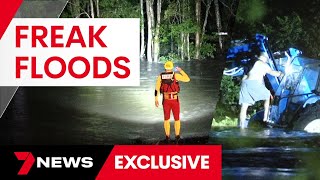 Drivers saved from surprise flash flooding on the Sunshine Coast | 7 News Australia