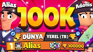 Dünya 1 Adoni̇s Ile 100.000 Kupa Oldum Brawl Stars