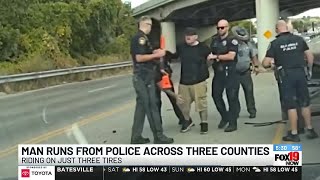 Man run from police across three counties, riding on just three tires