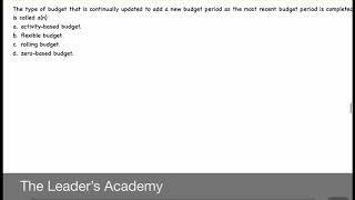 CMA USA Part-1 | Budgeting Methodologies | Rolling Budget | The Leaders Academy | Que-10 | Sec B |