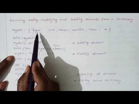 Python program for accessing, modifying, deleting dictionary elements in tamil|Python +2 portions