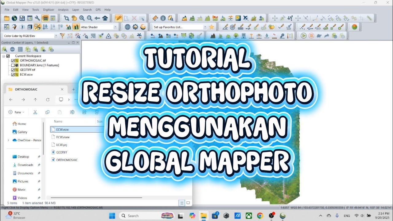 TUTORIAL RESIZE ORTHOPHOTO MENGGUNAKAN GLOBAL MAPPER - YouTube