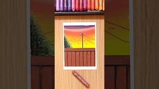 Easy Scenery Drawing | Oil Pastel Art Tutorial #art #oilpastel #artshorts #oilpasteldrawing
