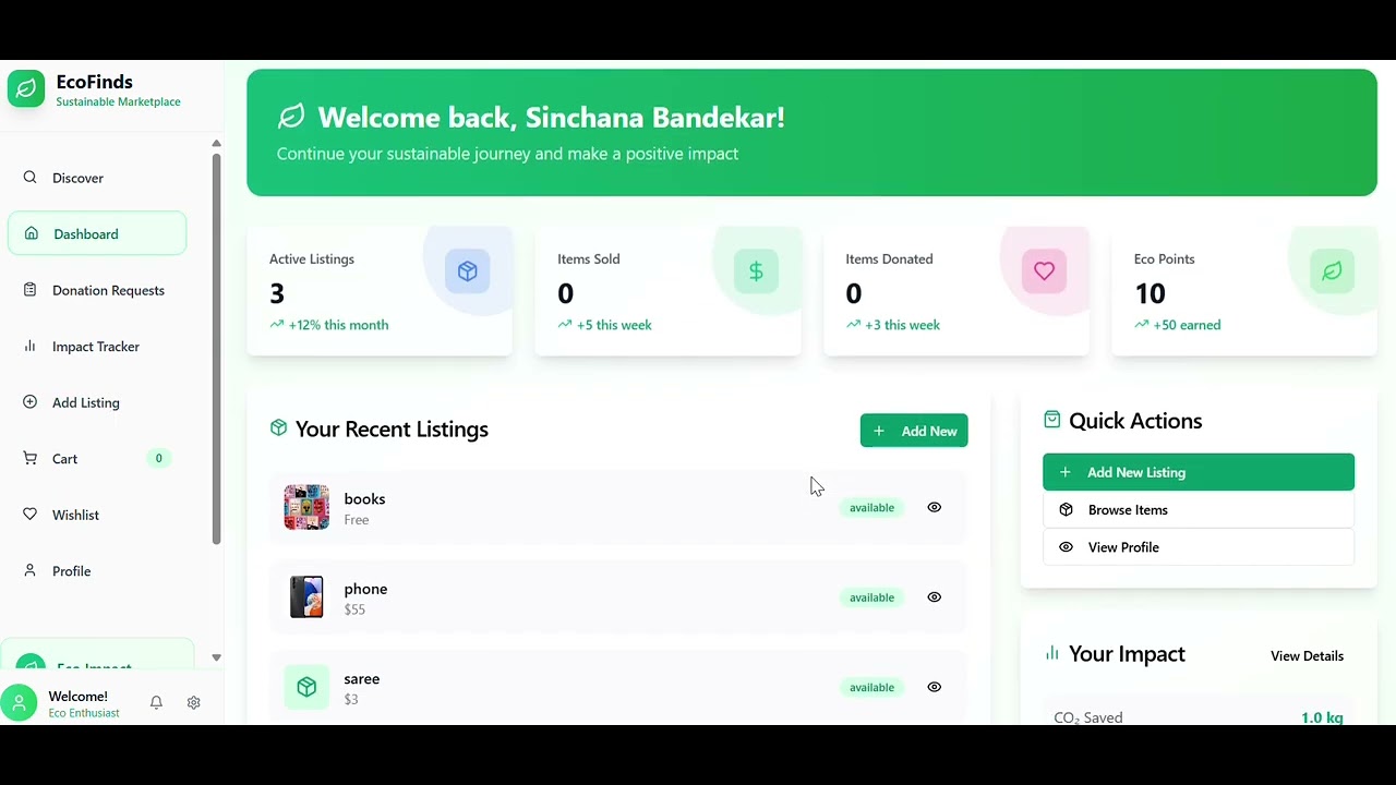 EcoFinds - Sustainable Second-Hand Marketplace