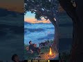 cloud mountain view | Peaceful Anime Night 🔥 Calm Campfire Aesthetic #shorts #peaceful #aesthetic