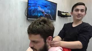 YOUNG TURKISH BARBER FACE MASSAGE•HEAD MASSAGE•BACK MASSAGE ~ ASMR MASSAGE 329