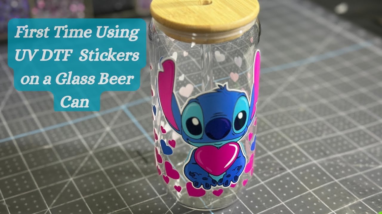 First Time Trying UV DTF Stickers Tranfers on a Glass Beer Can 