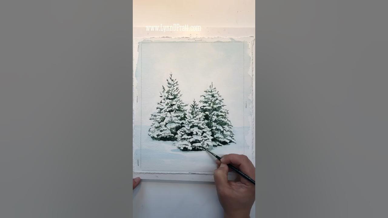Pine trees with snow watercolor step by step tutorial YouTube