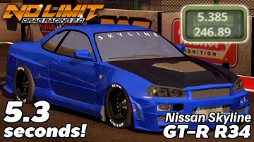 5.3 Seconds R34 Tune - Fastest Nissan Skyline GT-R R34 Tune 1/4 Mile! | No Limit Drag Racing 2.0