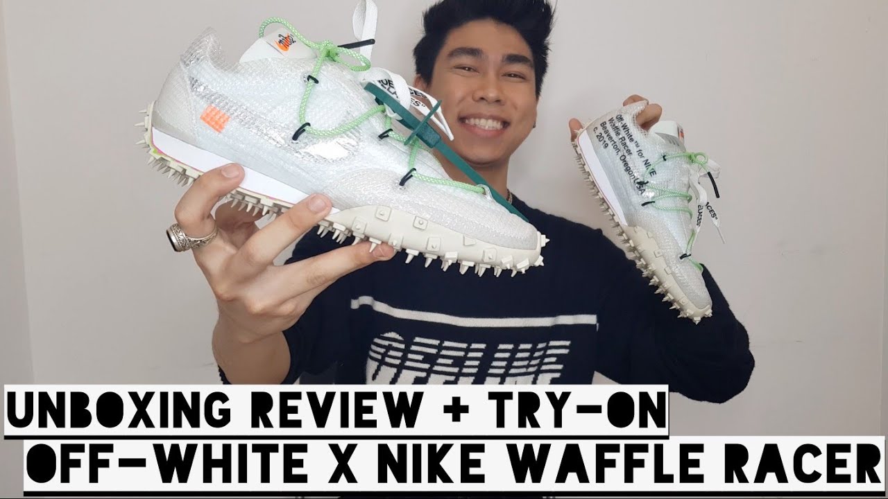Off-White x Nike Waffle Racer Unboxing Review + Try-on - YouTube