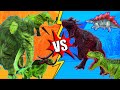 Farm animals turn into zombie monster VS Lava t-rex stego Jurassic battle | Mammoth life 2k23