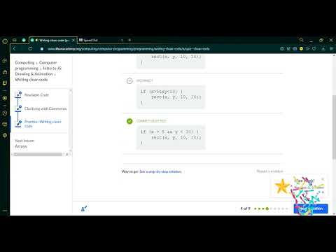 Practice questions: Writing clean code {Khan academy}