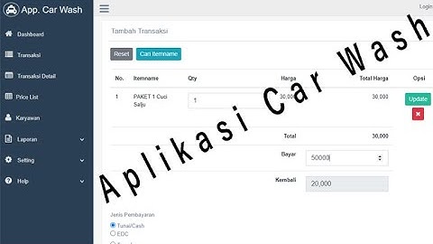 Aplikasi program software kasir cuci mobil motor car wash web base