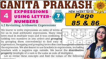 Class 7 Maths Ganita Prakash Solutions | Chapter 4 Expressions using letter numbers | Page 85 & 86