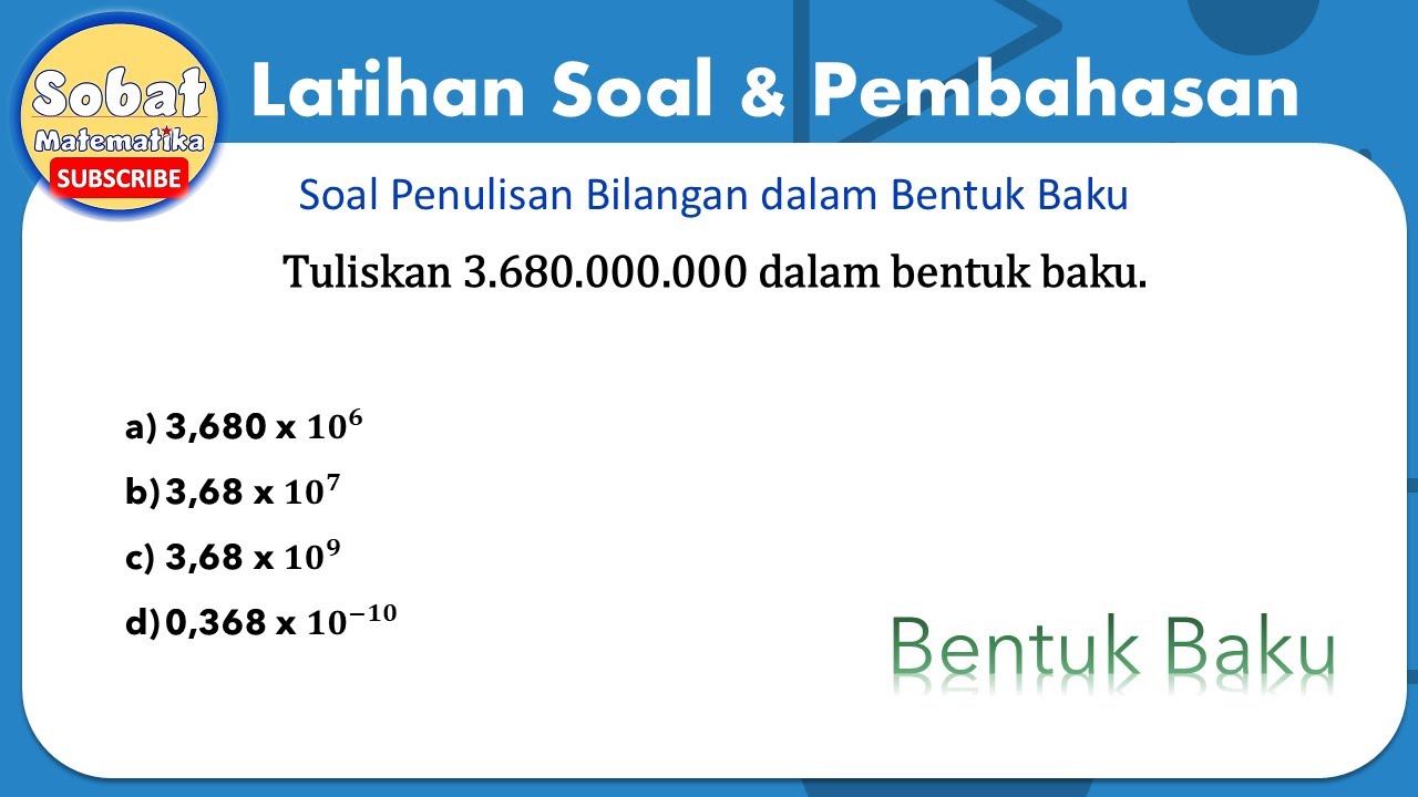 Jawaban Soal Kuis Bilangan Bentuk Baku  #matematika #matematikasmp