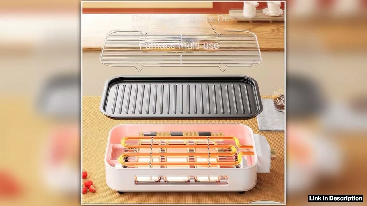 Electric Smokefree Indoor Barbecue Grill Non Stick Cooking Detachable Board Adjustable Temperature