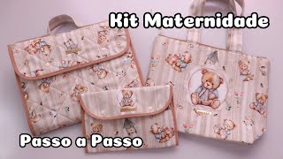 KIT MATERNIDADE - 3 Peças - Bolsa, Porta caderneta de vacina e Trocador - Passo a Passo