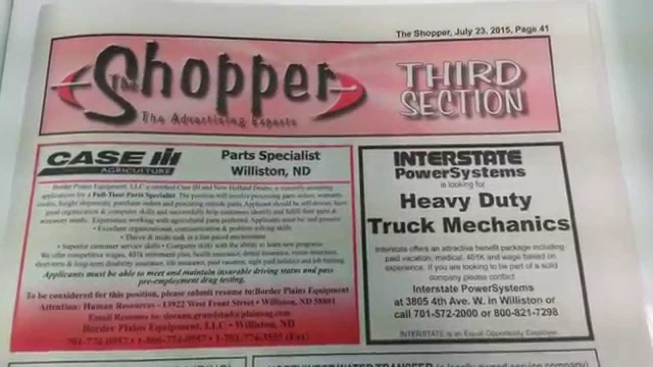 Jobs update Shopper july 24 2015 Williston North Dakota YouTube