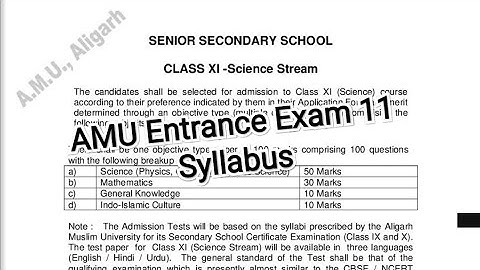 AMU Admission Form 2022-23 || AMU CLASS 11TH SYLLABUS 2022 || AMU CLASS 11 APPLICATION FORM 2022-23