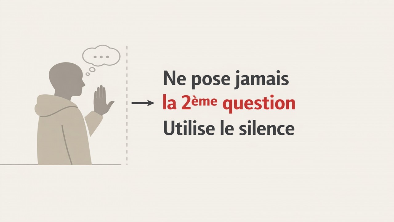 Ne pose jamais la 2ème question. Utilise le silence.