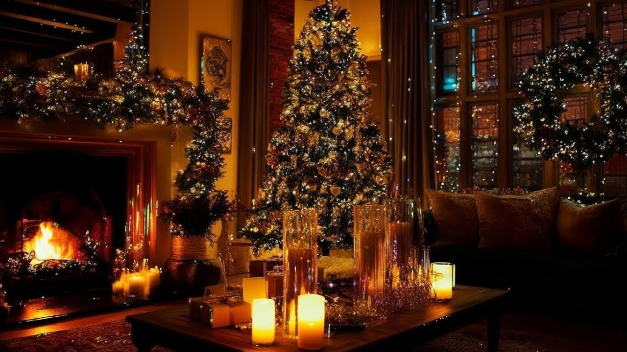 Peaceful Winter Coffee Shop by the Lake ❄️☕ Fireplace Ambience & Jazz