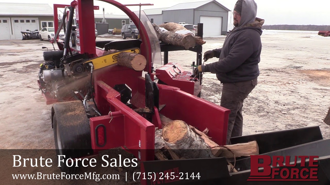 Brute Force 16-24 Firewood Processor w/ 4-way Splitter - YouTube