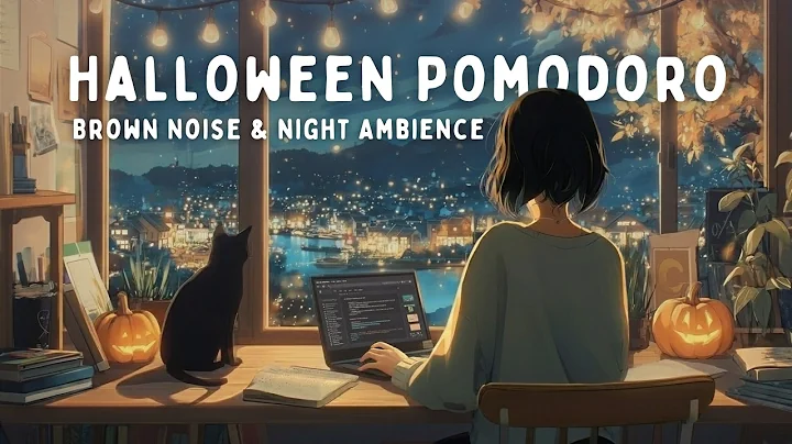 6 Hour Pomodoro | 50/10 intervals | Halloween Ambience with Brown Noise for ADHD Focus 🎃🍂