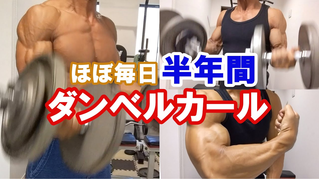 二頭筋】ダンベルカールを半年間ほぼ毎日やった結果【パンプアップ 