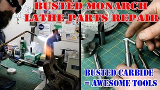 Monarch Lathe repair final & New carbide tooling from scrap.