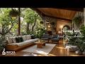 Tranquil Morning Jazz | Soft Piano Jazz Music in Forest Wooden Living Room for Relax and Focus