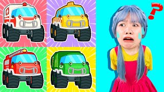 Five Little MONSTER TRUCKS | Learning Vehicles For Kids + More Nursery Rhymes