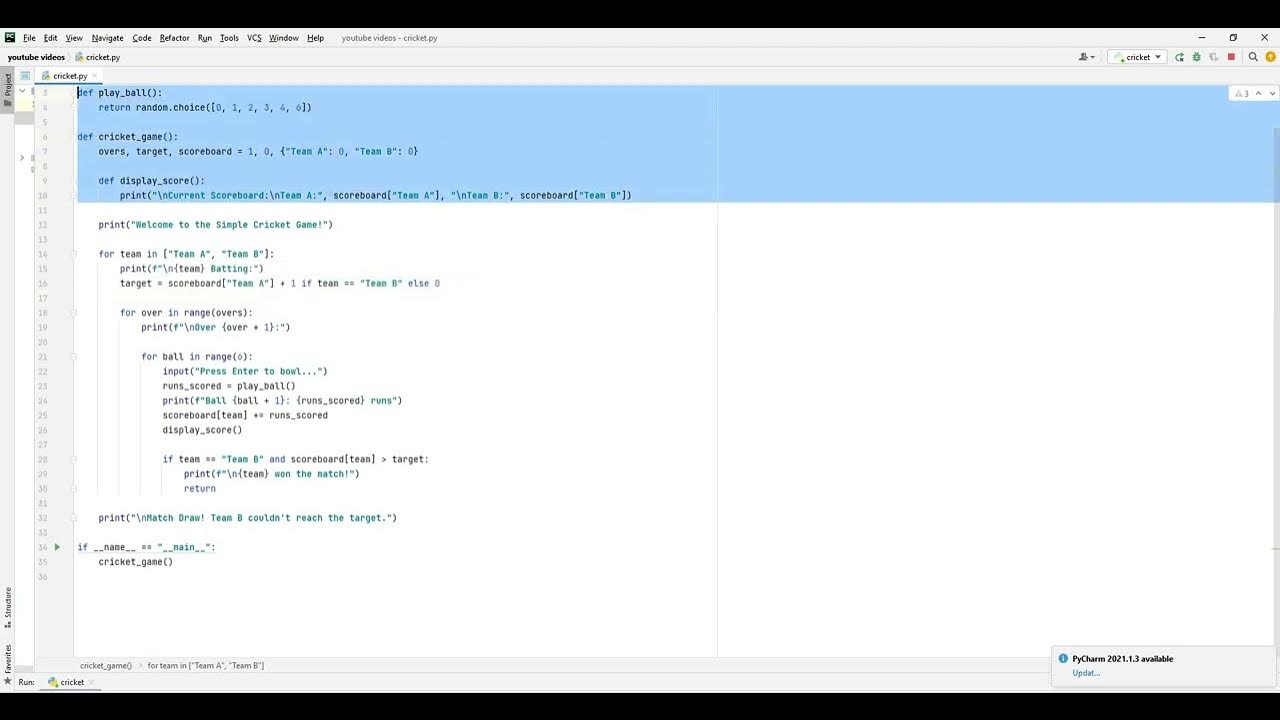 Create a Cricket Game in Python: Step by Step Explanation - YouTube
