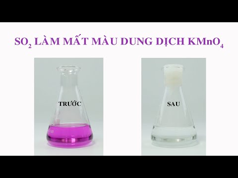 Video SO2 + KMnO4. Sulfur dioxide (SO2) reacts with potassium permanganate (KMnO4) solution - youtube