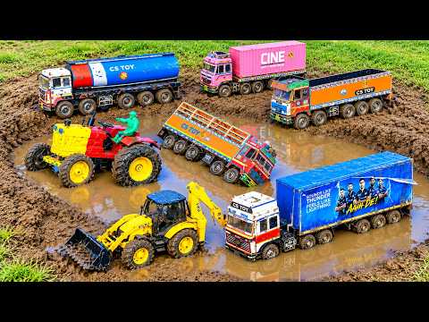 HEAVY Wight Big Tipper Truck Accident Deep Mud Pulling Out JCB HMT Tractor Powerful Crane ? CS Toy