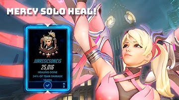 25K solo healing on support as Mercy in a 5v6 in Open Queue - OverWatch