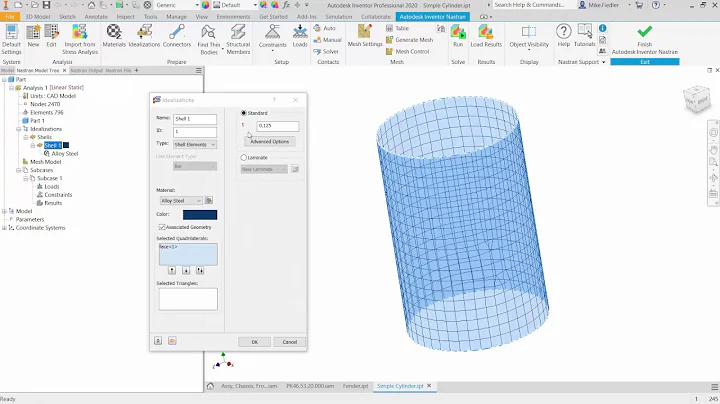 Product Simulation in Inventor Nastran: Shell | Plate Elements Creation