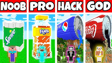 Minecraft: FAMILY SODA HOUSE BUILD CHALLENGE - NOOB vs PRO vs HACKER vs GOD in Minecraft