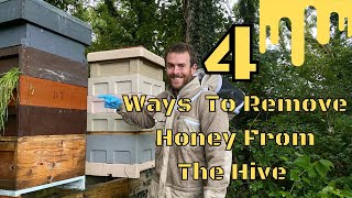 Different Ways Of Removing Honey Supers From The Hive.    Shaking, Brushing, Blowing, Clearer Boards