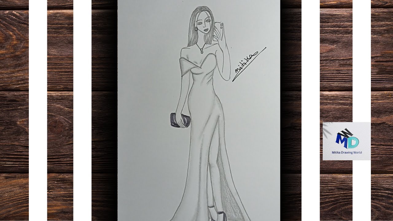 How To Draw A Girl Wearing Party Dress||Easy Girl Drawing