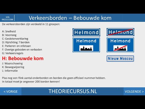 Autotheorie - Motortheorie - Scootertheorie - Verkeersborden - Bebouwde kom - Einde bebouwde kom