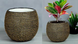 Easy Flower Vase making ||  Balloon tree pot || Vase decoration || paper flower vase indoor plants