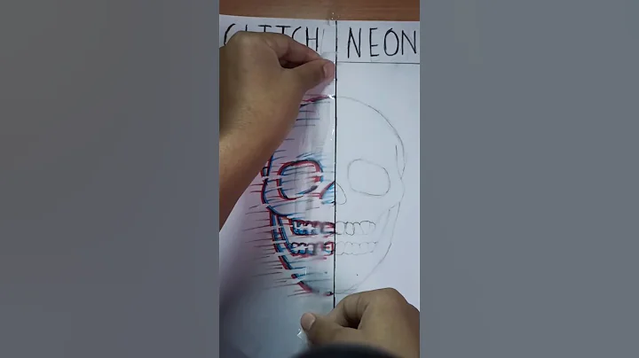 🎃glitch vs neon✨ || skull💀 drawing☠️ || 🎃 special drawing👻 #trendingshorts #viral #shorts