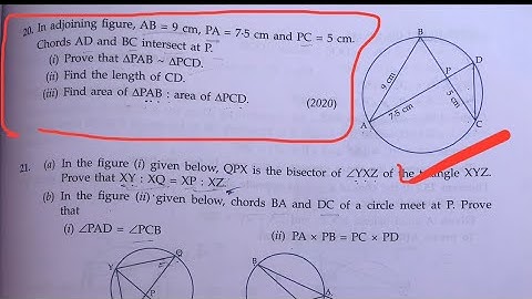 Class-10th #icse #maths #circle | In the adjoining figure, AB=9cm, PA=7.5cm and PC=5cm. Chords AD 
