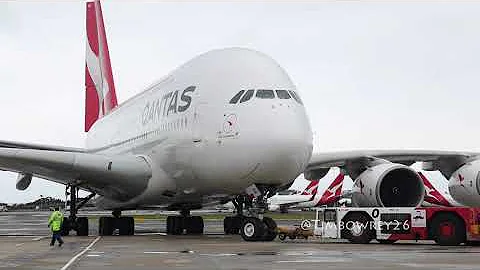 LAST Qantas A380 Leaves Australia Pushback Takeoff Airbus