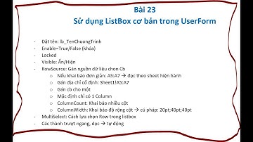 Bài 23 - Sử dụng listBox cơ bản trong VBA