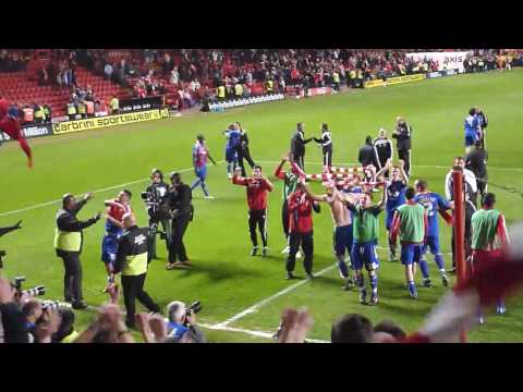 Part 2. Charlton Athletic - Swindon; 2nd Leg Play Off Semi-Final 2009/2010 Season. Penalty Shoot Out. Swindon won 5-4 on penalties. Winning penalty and subsequent celebrations. The clip is a bit shaky after the final penalty is scored, but it steadies itself a bit later....
