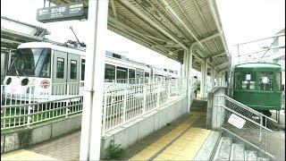 東急世田谷線　幸福の招き猫電車 宮の坂駅で保存されている江ノ電601と遭遇