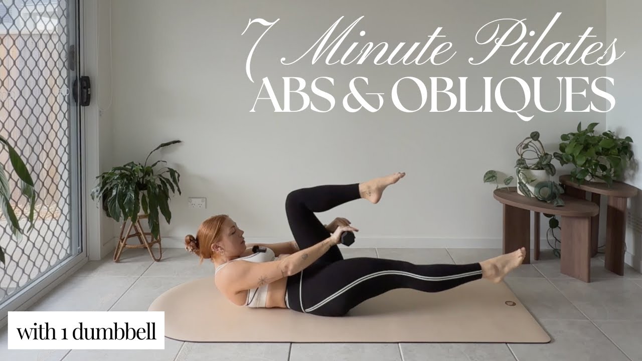 7 MIN Core Workout | Pilates with 1 Dumbbell | Core & Obliques | At ...
