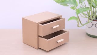 [Cardboard Crafts | DIY] How to make a desktop Drawer from Cardboard #cardboardcrafts #drawer #diy
